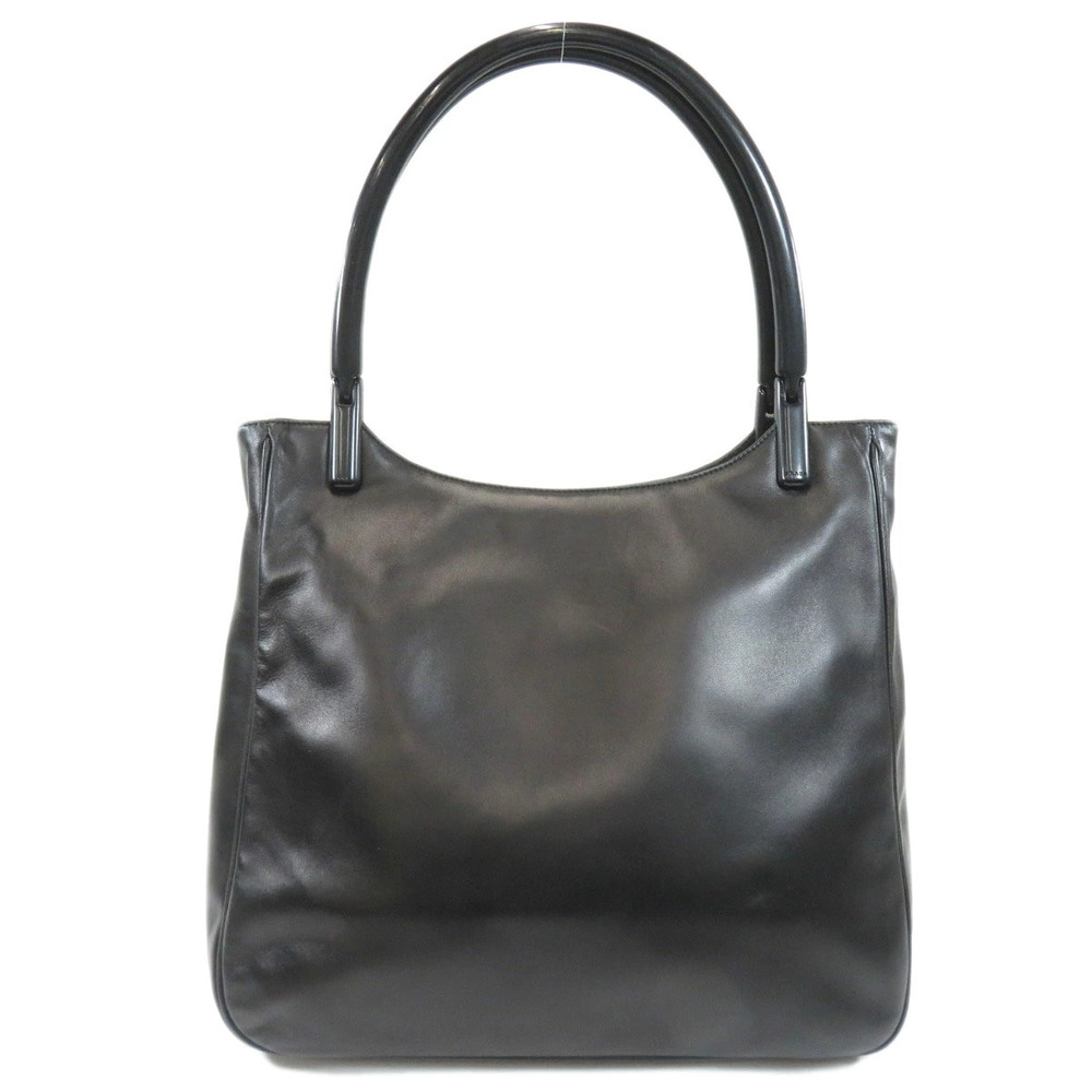 Prada Black unique handles Bag acrylic Tote Leather top Black